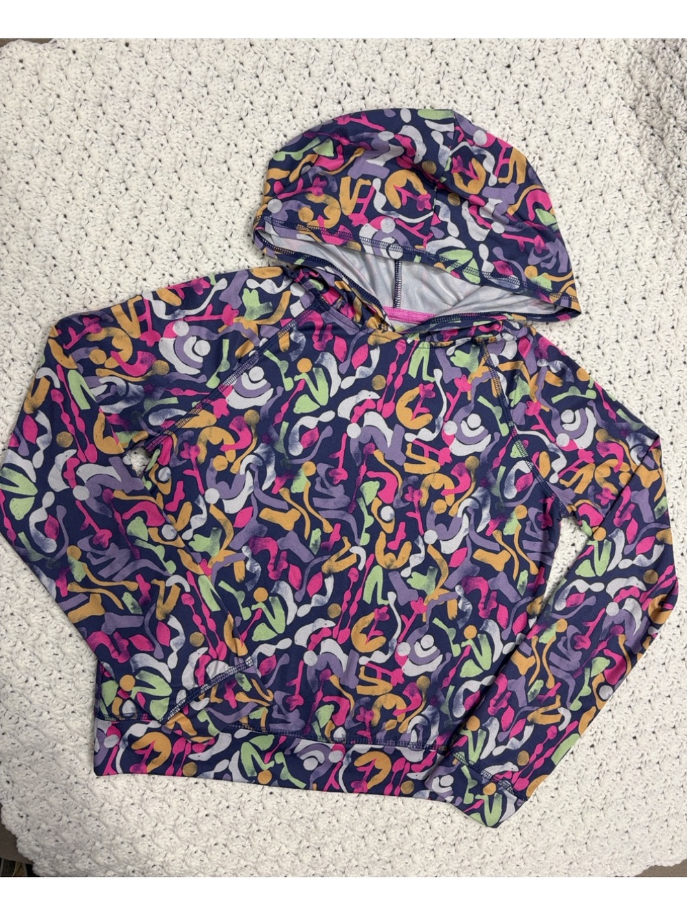 Tek Gear Multicolor Girls' Hooded Abstract Print Soft Pullover Size L (10-12 ) !